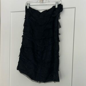 Bill Blass New York black with silver shimmer silk organza pleated skirt